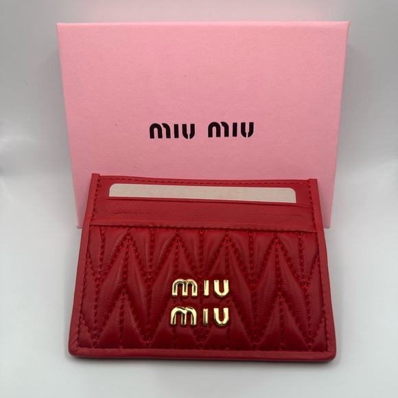 Miu Miu Other - Miu Miu Red and Gold Card Holder with Box
